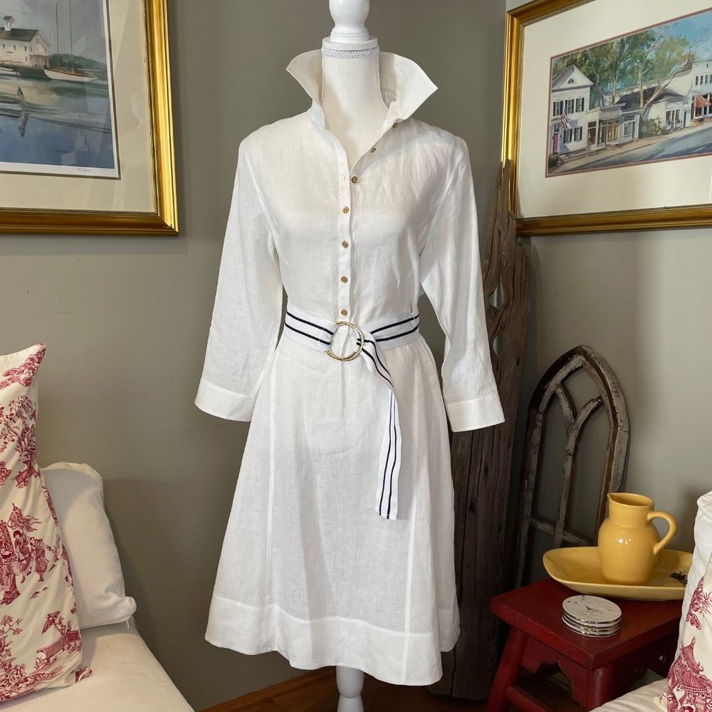 Lauren by Ralph Lauren White Linen Midi Dress